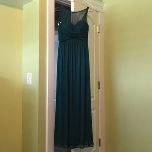Turquoise bridesmaid/prom dress.